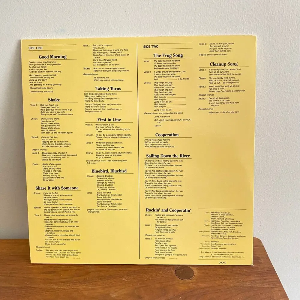 Vintage 1987 Social Skills Sing & Learn Vinyl Record